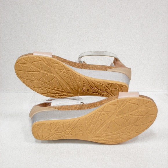 NAOT Pixie Wedge Ankle Strap Sandals Blush and Silver Leather Women's Size 9 - Picture 8 of 10